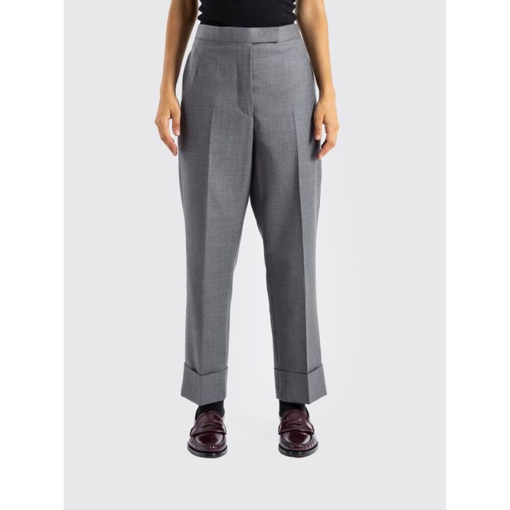 Thom Browne Women Thom Browne Straight-Leg Cuffed Wool Tailored Trousers